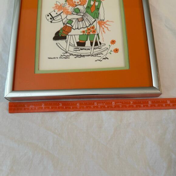 Marguerite Baldasaro Original Art Set Boy Girl Rocking Horse Love You Frame Mat - Picture 12 of 15